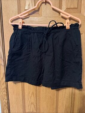 SO Black High-Waist Drawstring Casual Shorts